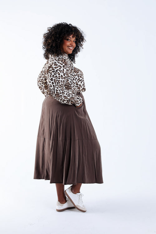 Jupe longue unie-Paprika-2