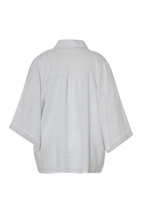 Veste en lin unie détail ajouré-Paprika-11