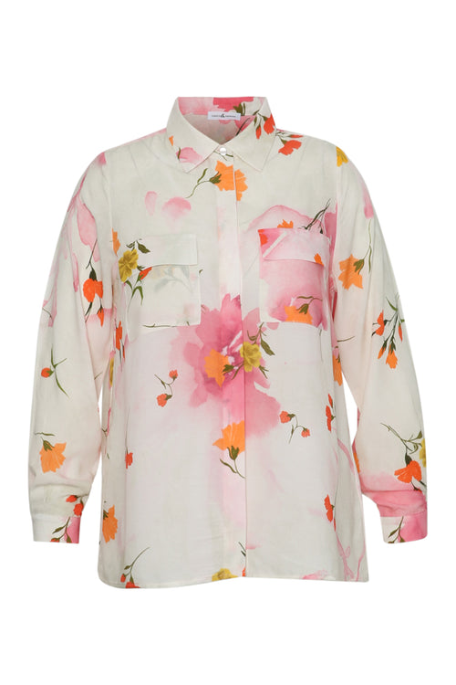 Chemisier en viscose imprimé fleuri-Paprika-11