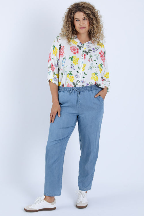 Pantalon en tencel uni-Paprika-7