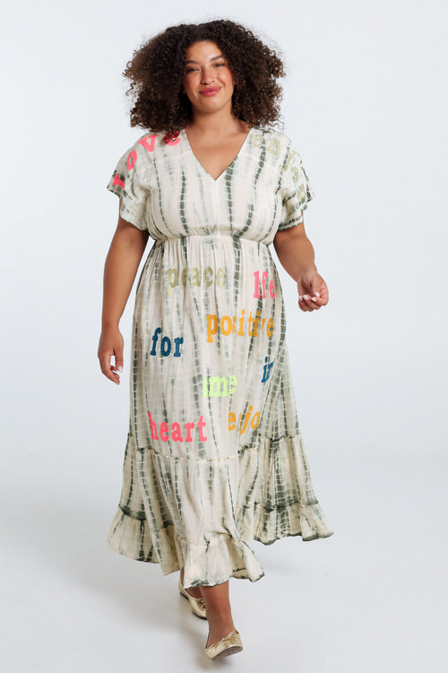 Robe longue en viscose imprimé tie&dye-Paprika-9