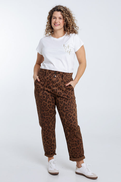 Pantalon en coton imprimé peau de bête-Paprika-7
