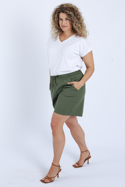 Short en coton uni-Paprika-8