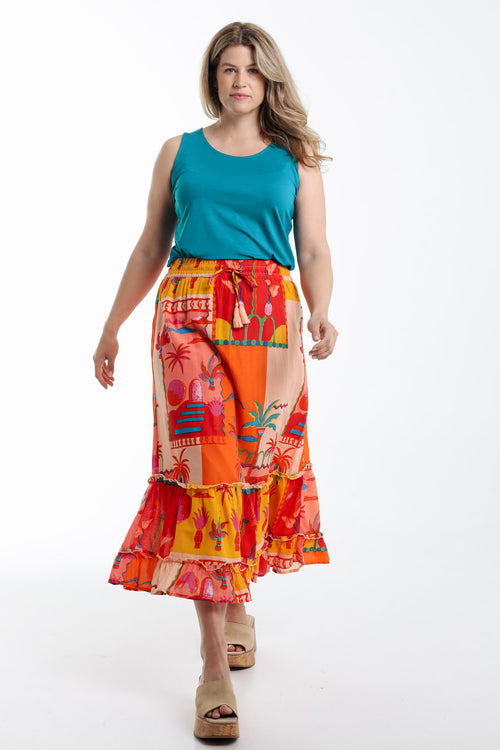 Débardeur uni en viscose-Paprika-8