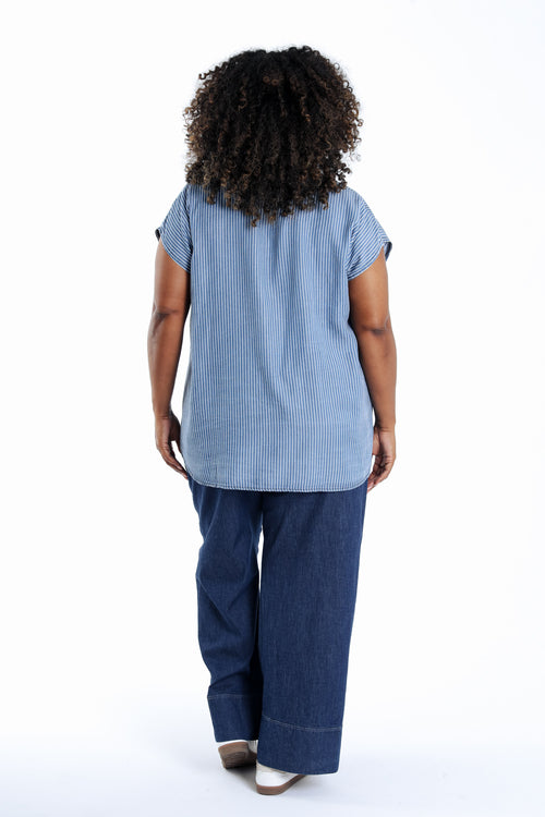 Blouse en tencel rayée-Paprika-3