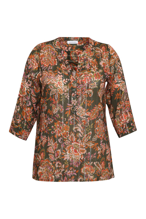 Blouse en viscose imprimé cachemire-Paprika-8