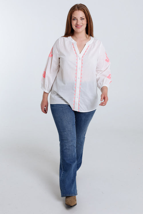 Blouse en coton avec broderies-Paprika-8