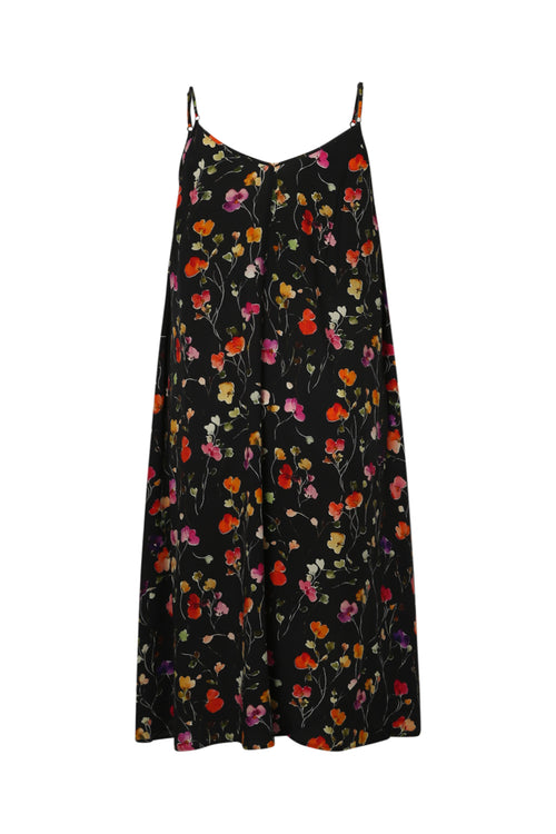 Robe longue en viscose fines bretelles imprimé floral-Paprika-11