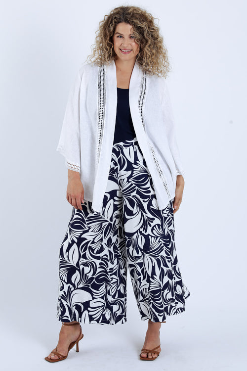 Veste en lin unie détail ajouré-Paprika-8