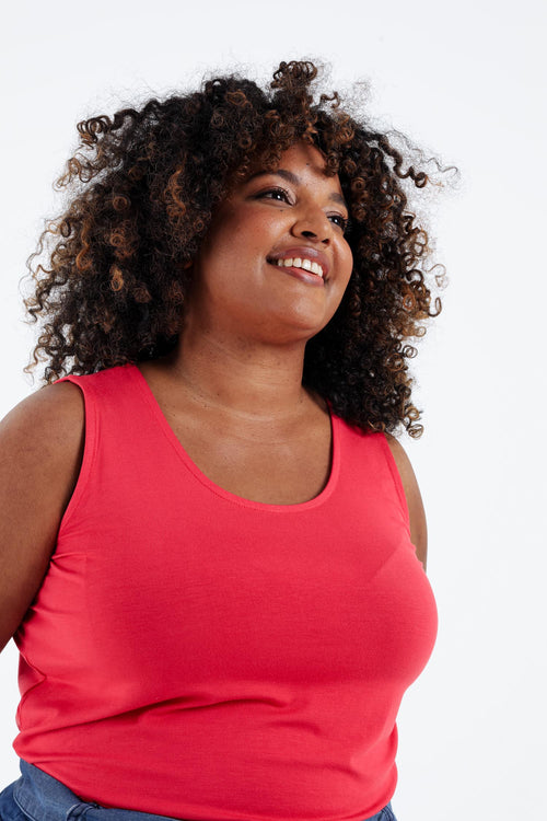 Débardeur uni en viscose-Paprika-4