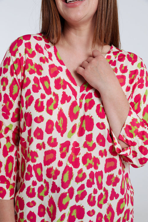 Blouse en viscose imprimé peau de bête-Paprika-4