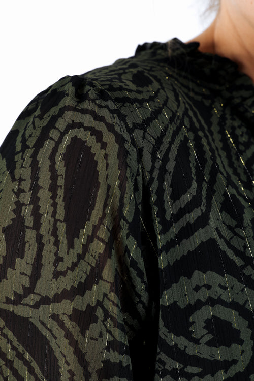 Blouse bicolore imprimé cachemire-Paprika-5