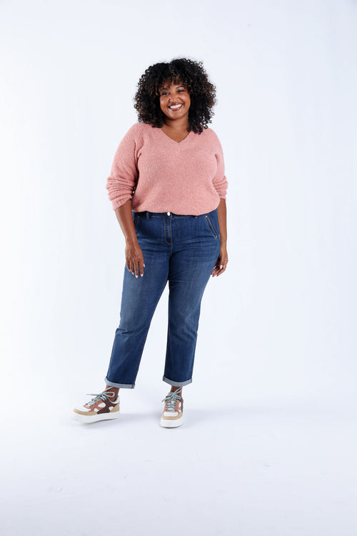 Jeans 7/8 avec revers-Paprika-1