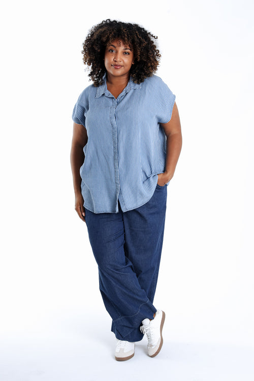 Blouse en tencel rayée-Paprika-10