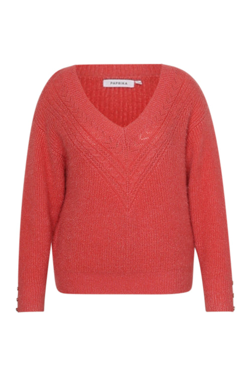 Pull maille poilue uni-Paprika-2