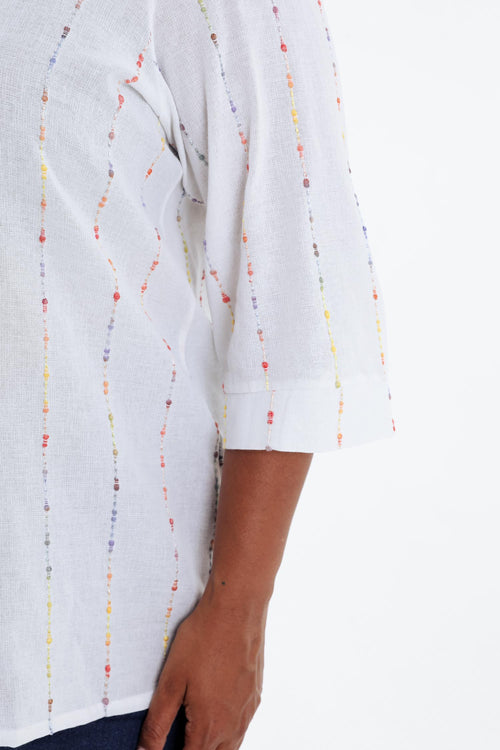 Chemise en gaze de coton rayures multicolores-Paprika-6