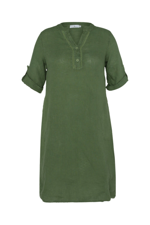 Robe tunique en lin unie-Paprika-10