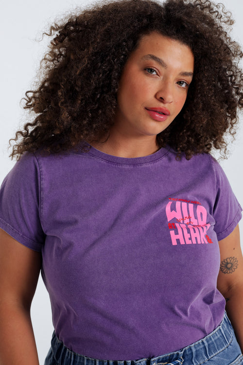 T-shirt en coton uni avec message Wild heart-Paprika-6