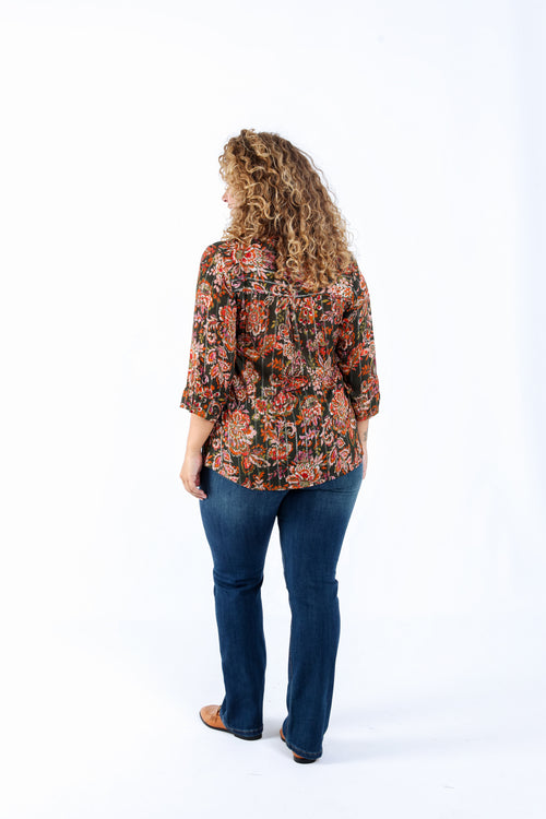 Blouse en viscose imprimé cachemire-Paprika-2