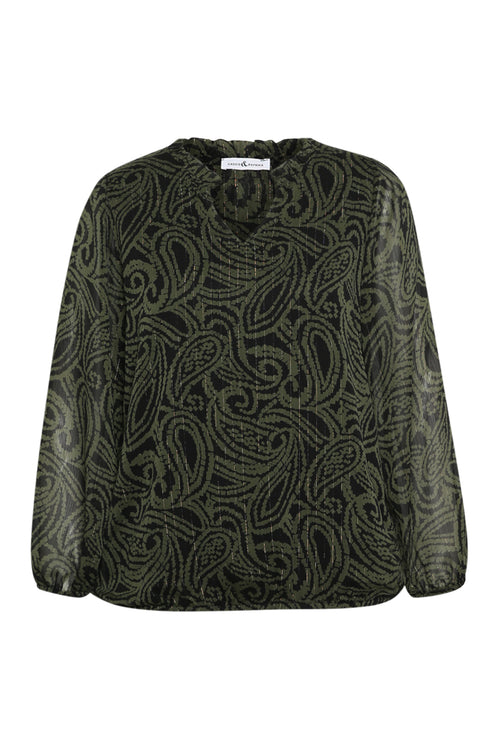 Blouse bicolore imprimé cachemire-Paprika-9