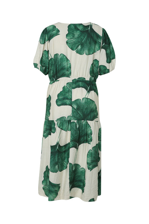 Robe longue en viscose imprimé feuillage-Paprika-11