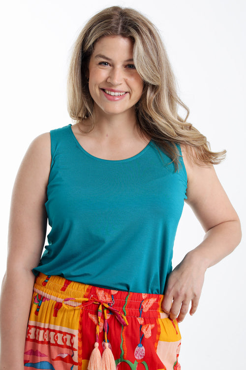 Débardeur uni en viscose-Paprika-1