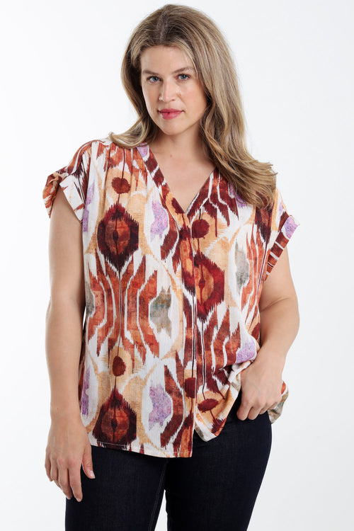 Blouse en viscose imprimé Ethnique-Paprika-1