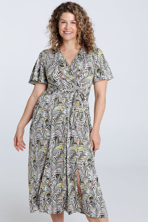 Robe longue imprimé feuillage-Paprika-1