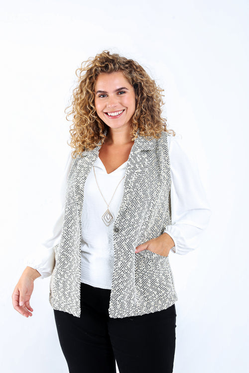 Blazer sans manches à motif chevrons-Paprika-1