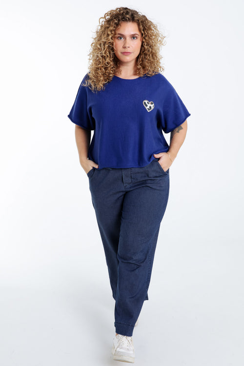 Pull cape uni avec coeur-Paprika-7