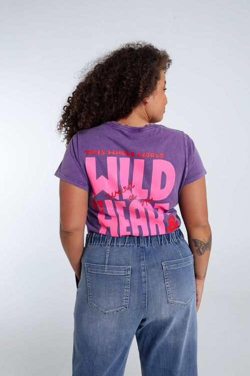 T-shirt en coton uni avec message Wild heart-Paprika-5