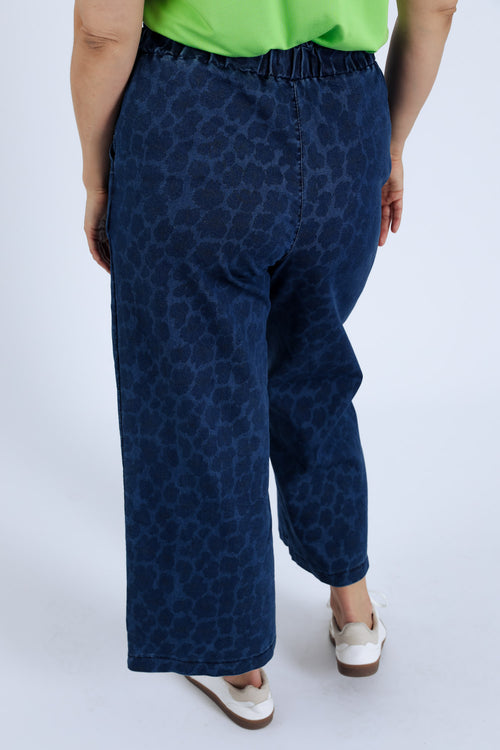 Jeans large 3/4 imprimé peau de bête-Paprika-6