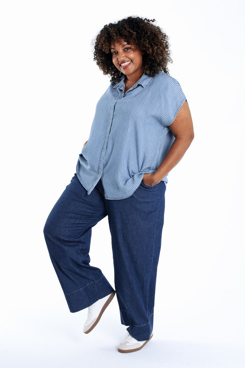 Blouse en tencel rayée-Paprika-9