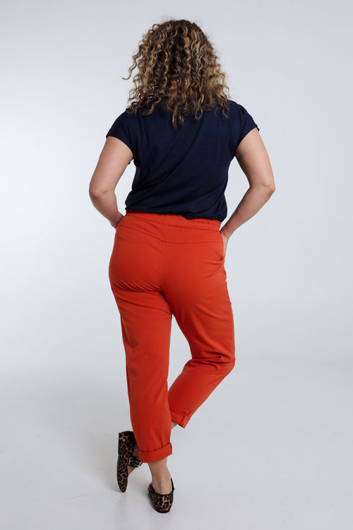 Pantalon chino en coton uni-Paprika-2