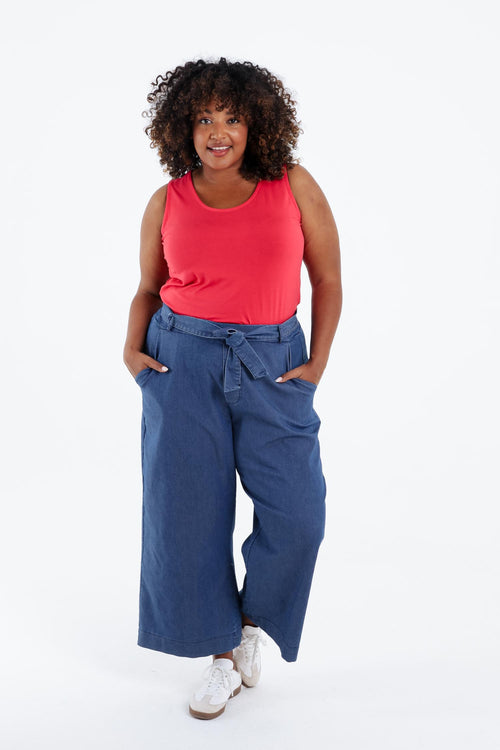 Débardeur uni en viscose-Paprika-7