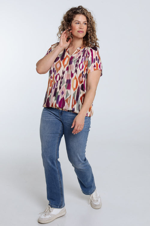 Blouse en viscose imprimé graphique avec lurex-Paprika-8