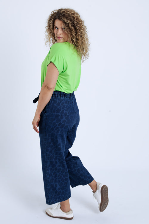 Jeans large 3/4 imprimé peau de bête-Paprika-2