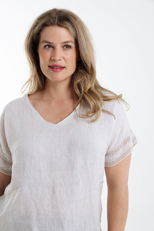 Blouse en lin unie détail sequins-Paprika-5