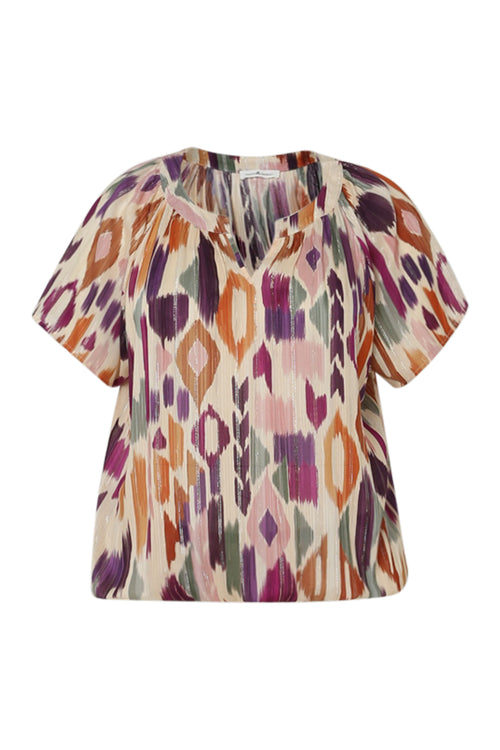 Blouse en viscose imprimé graphique avec lurex-Paprika-10