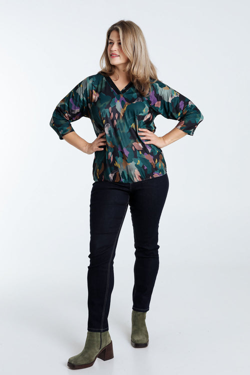 Blouse à imprimé abstrait-Paprika-8