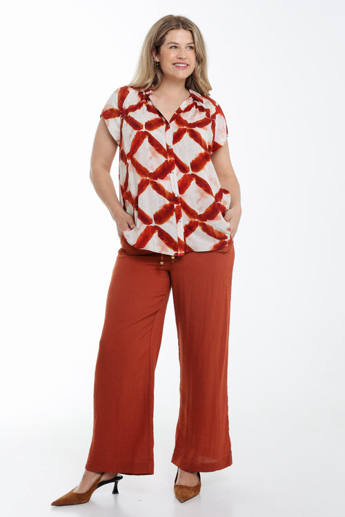 Blouse en viscose imprimé graphique-Paprika-9