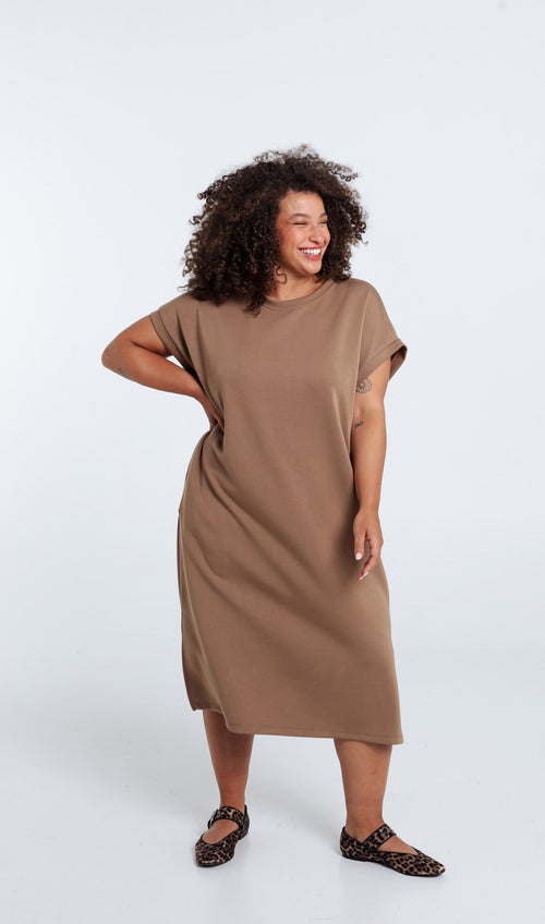 Robe longue unie en viscose-Paprika-7