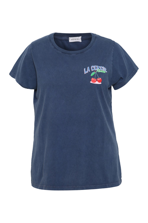 T-shirt en coton imprimé cerises-Paprika-10