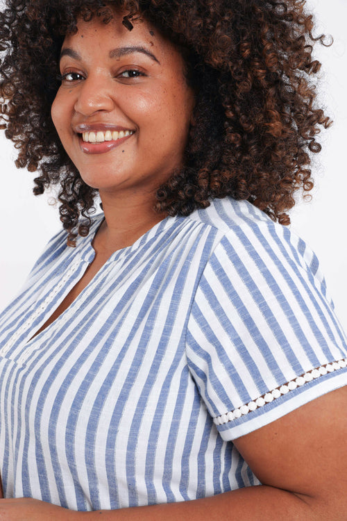 Top rayé avec foil et broderies-Paprika-6