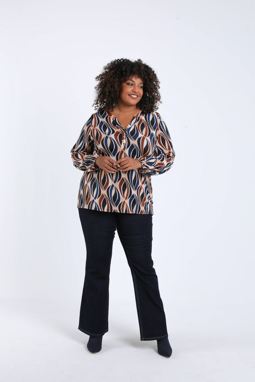 T-shirt maille chaude imprimé graphique-Paprika-6