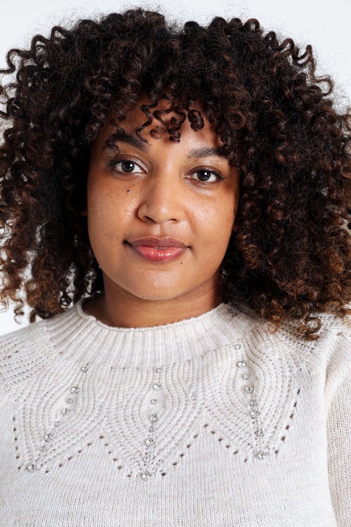 Pull palme avec strass-Paprika-4