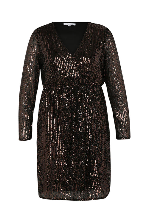 Robe à paillettes col cache-coeur-Paprika-10