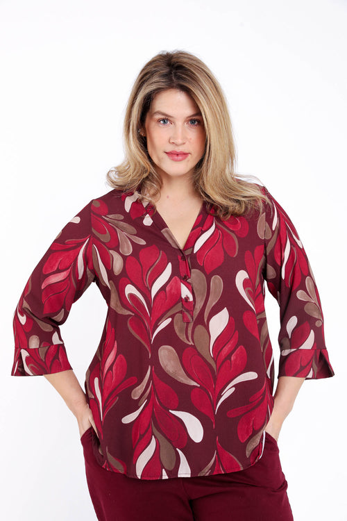 Blouse imprimé graphique-Paprika-1