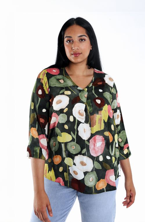Blouse en viscose imprimé coquelicots-Paprika-1