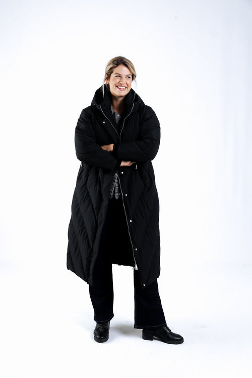 Doudoune extra longue unie-Paprika-9